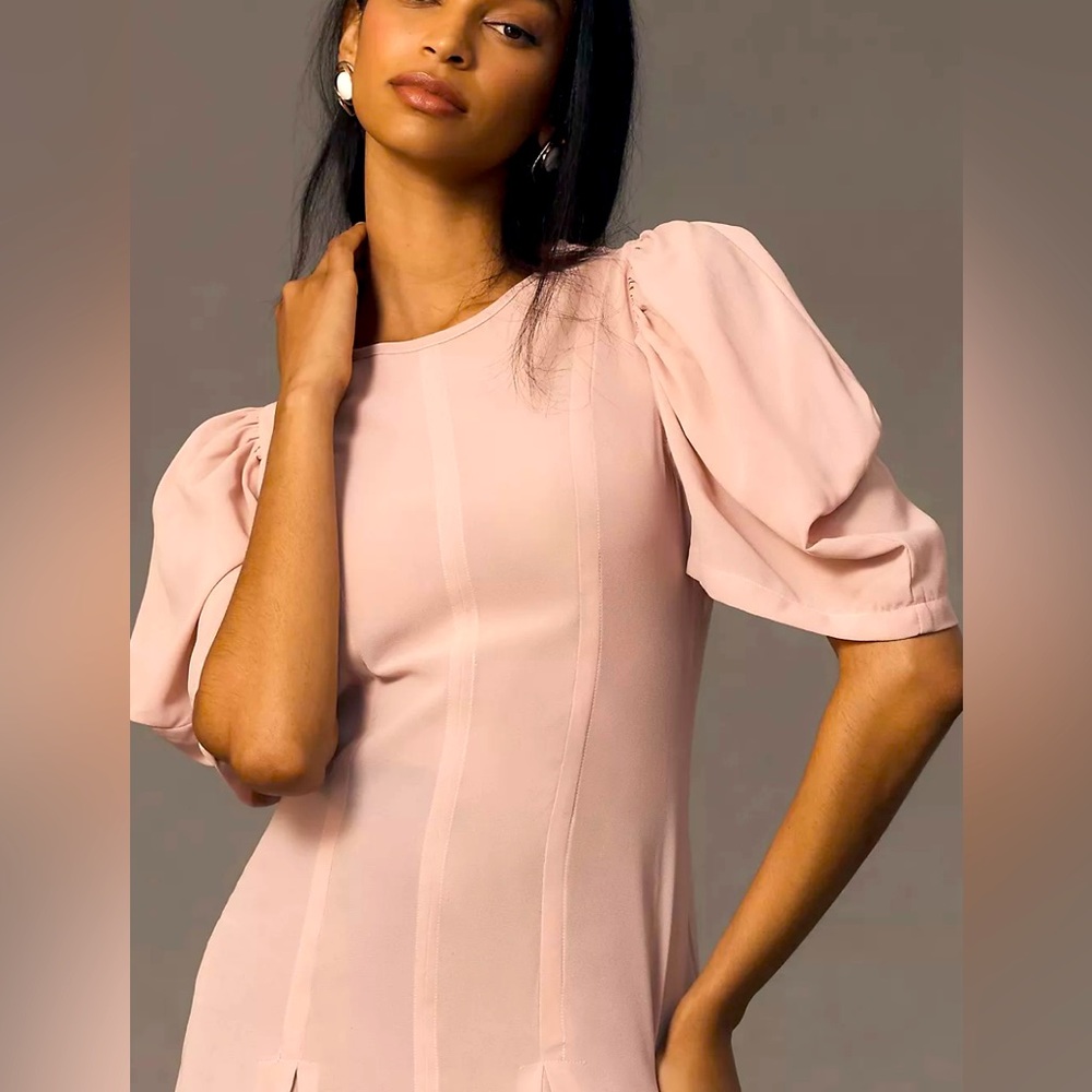 Anthropology, modern sheer midi dress. Violet color. - Picture 8 of 10